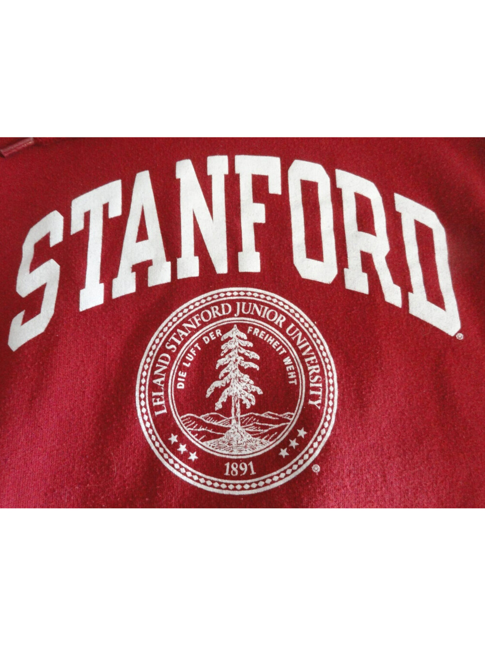 CHAMPION LELAND STANFORD JUNIOR UNIVERSITY RED THICK HOODIE WOMENS MEDIUM